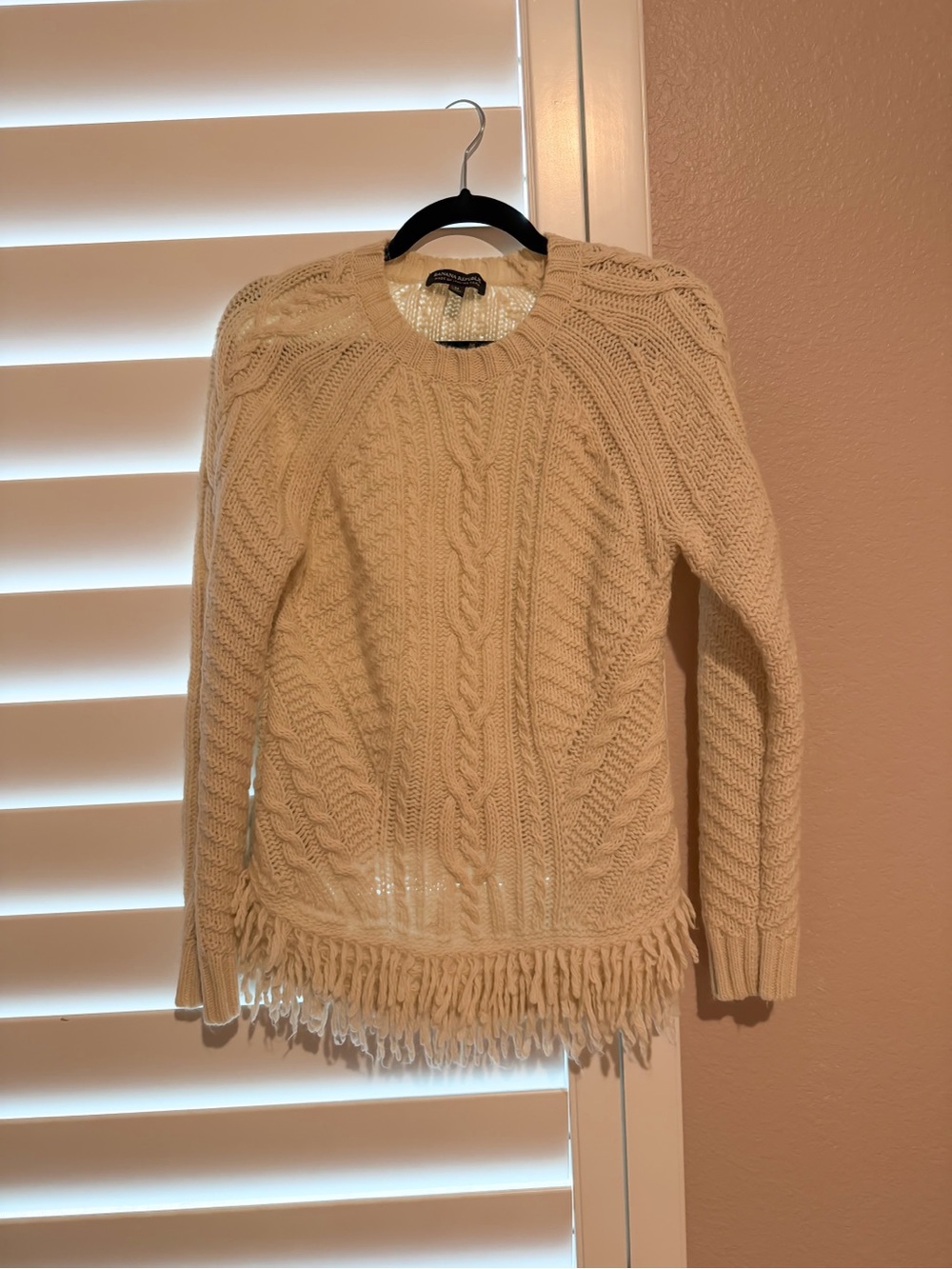 Cream Cable-Knit Western Fringe Sweater - Women